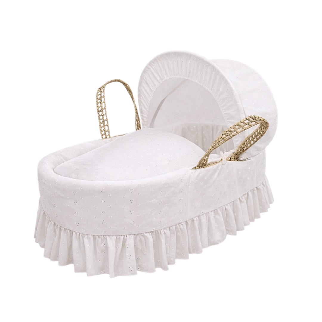 Kinder Valley - Embroidered Premium Moses Basket - Ivory