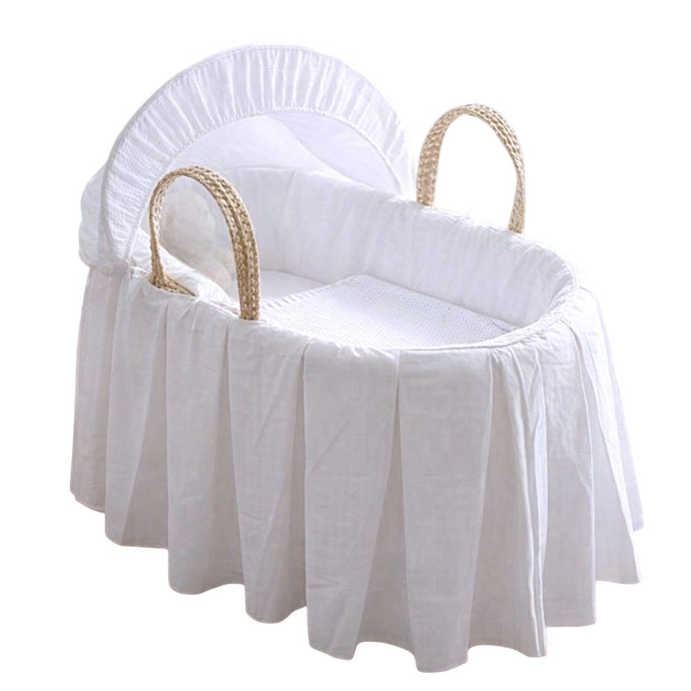 Kinder Valley - Aura Moses Basket With Natural Folding Stand - White