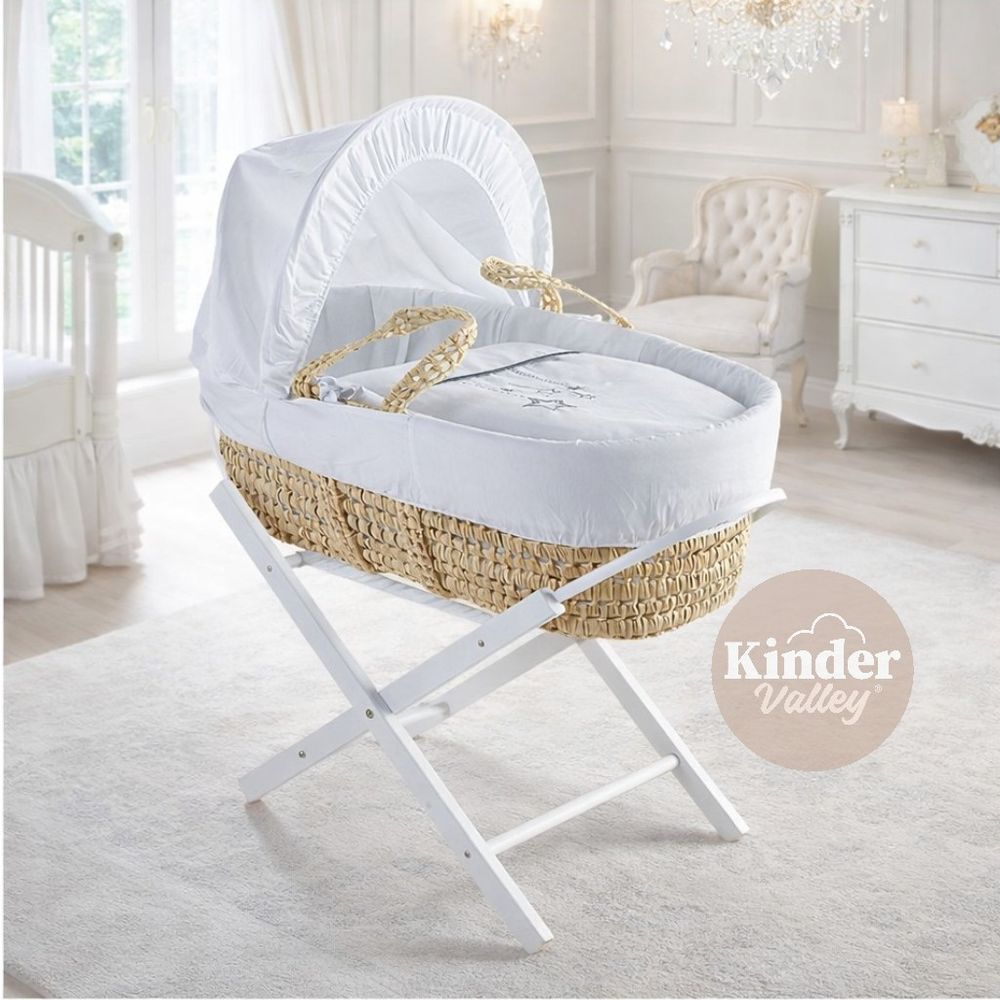 Kinder Valley - Little Wish Moses Basket With Folding Stand - White
