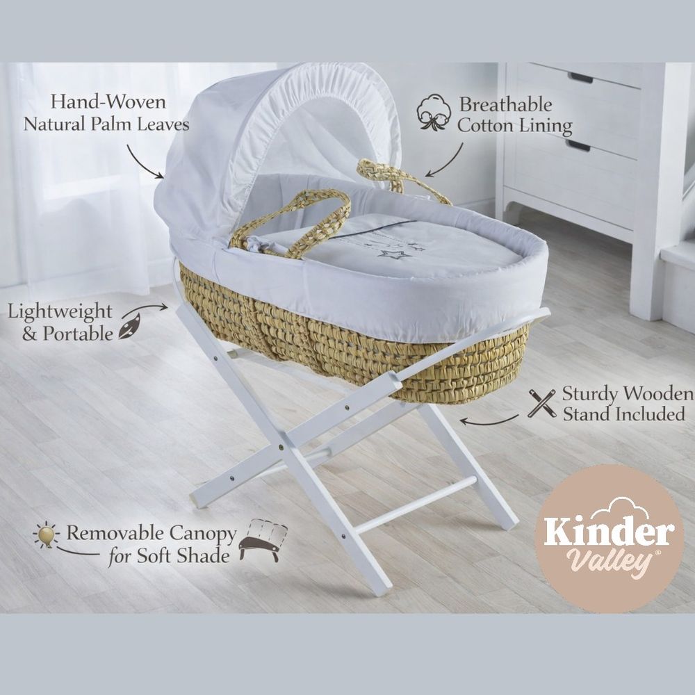 Kinder Valley - Little Wish Moses Basket With Folding Stand - White