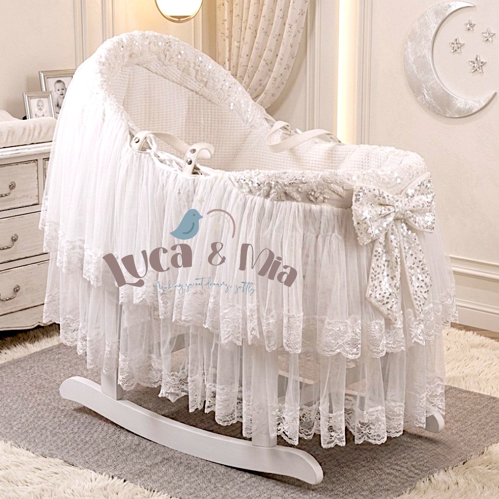 Luca & Mia - Baby Moses Basket - White