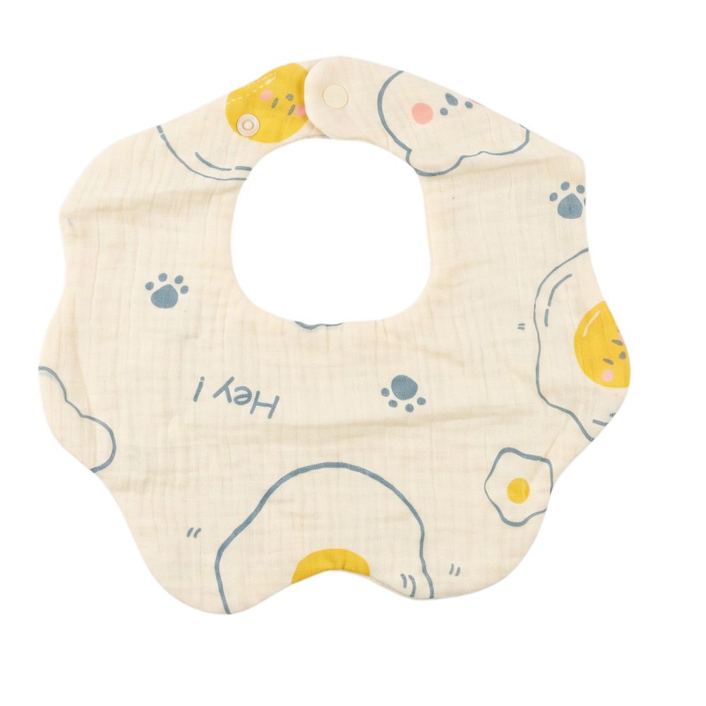Luca & Mia - Hey Egg Muslin Baby Feeding Bib - Cream