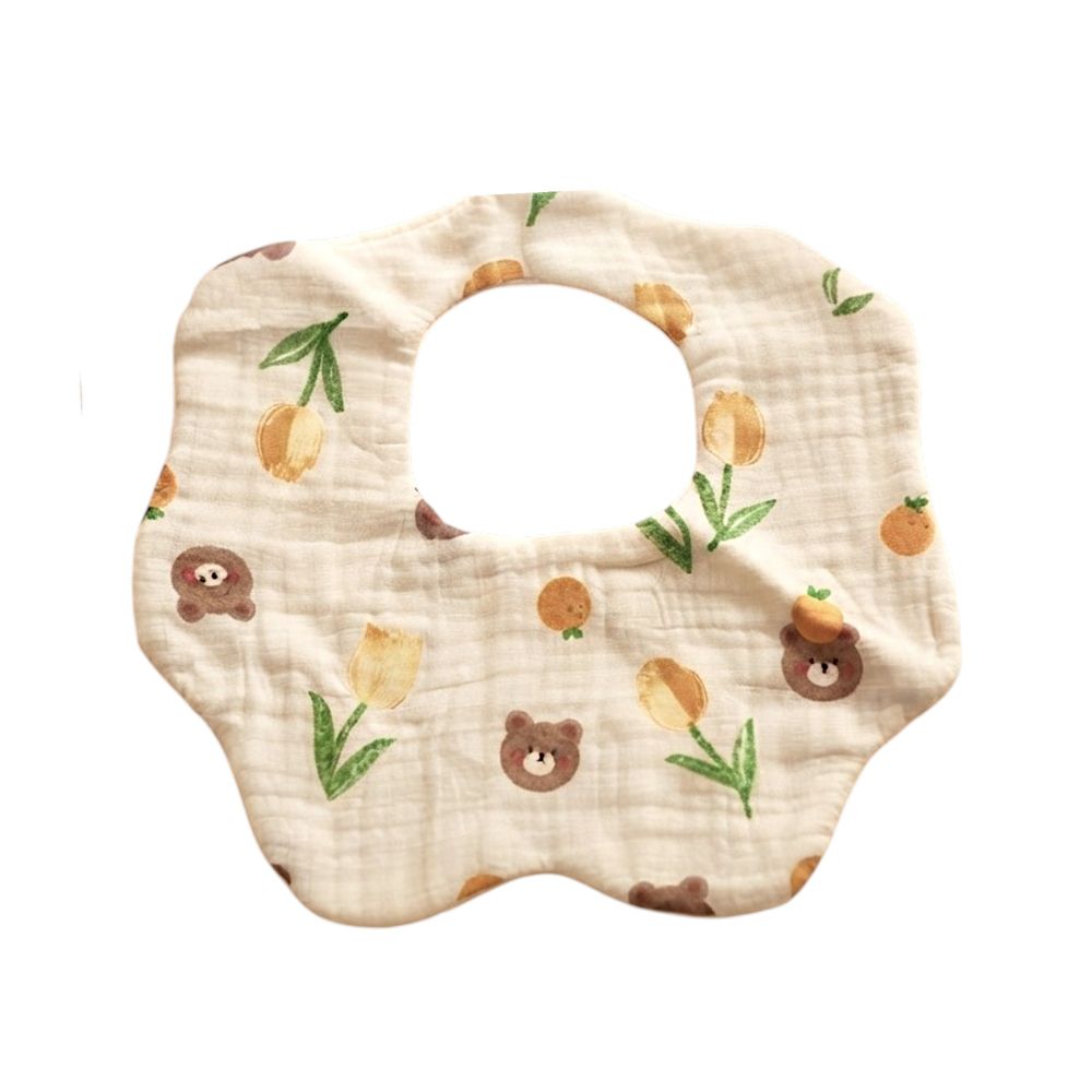 Luca & Mia - Butter Bear Baby Feeding Bib - Cream