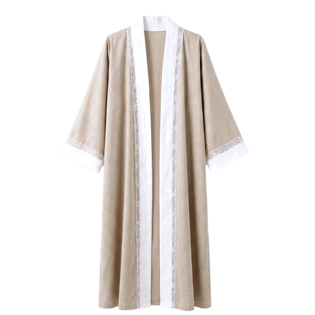 Luca & Mia - Elegant Burnout Texture Maternity Abaya - Nude