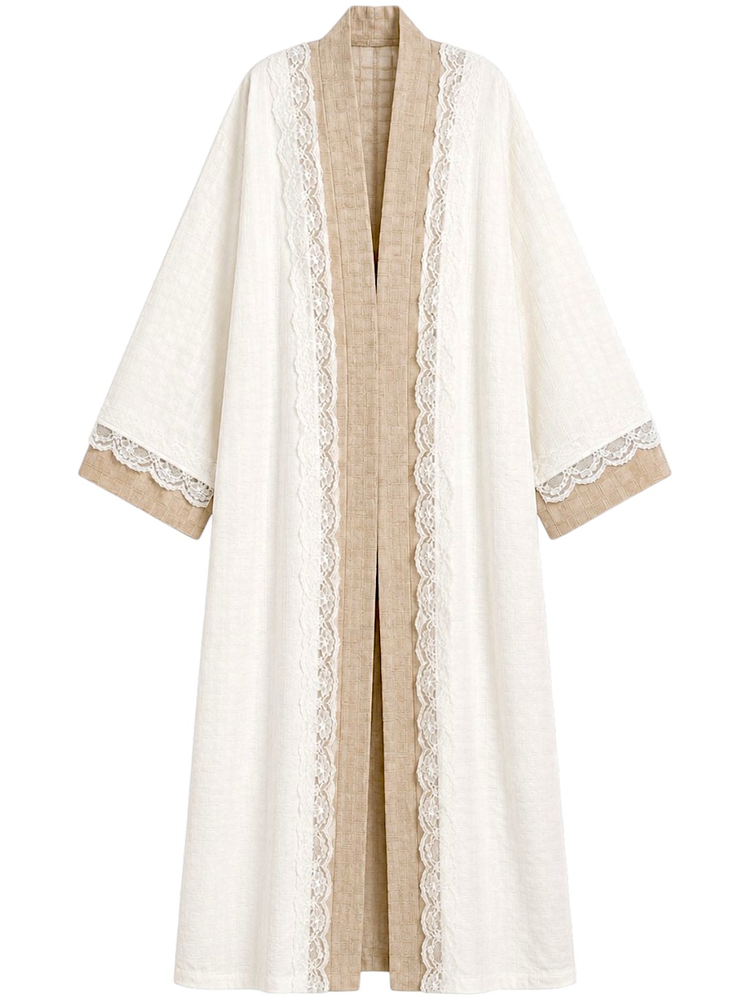 Luca & Mia - Elegant Burnout Maternity Abaya - White/Beige