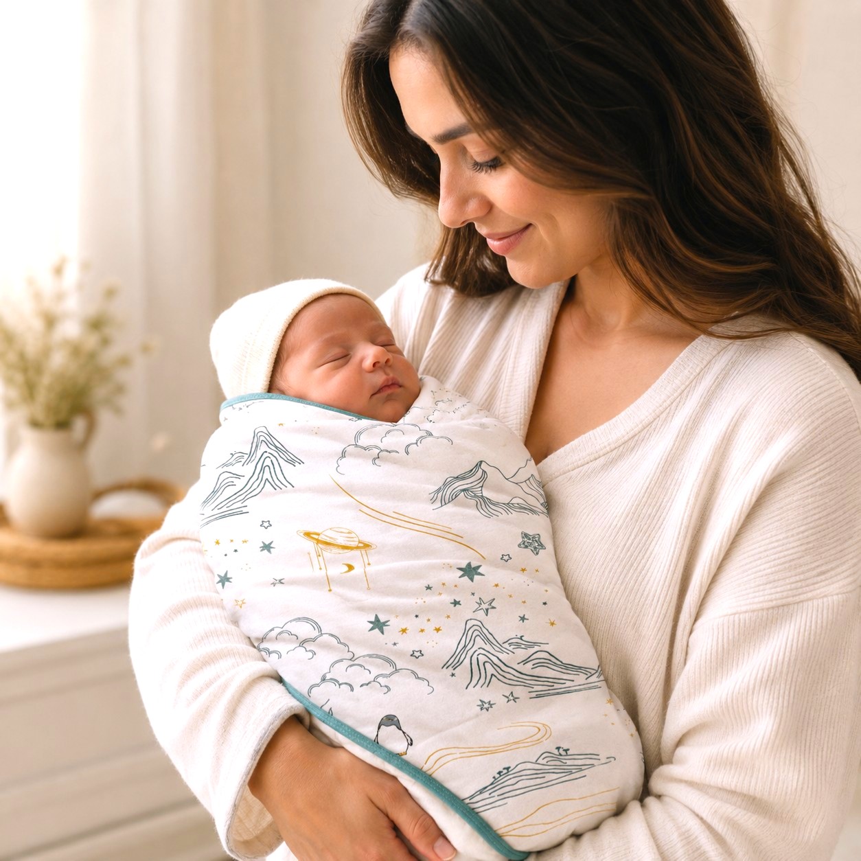 Luca & Mia - Enchanted Mountain Swaddle Blanket - Multicolor