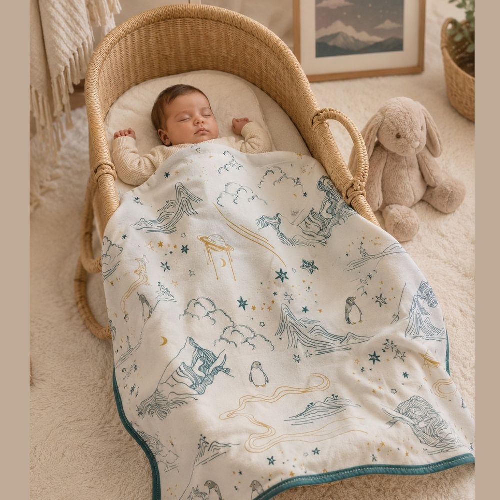 Luca & Mia - Enchanted Mountain Swaddle Blanket - Multicolor