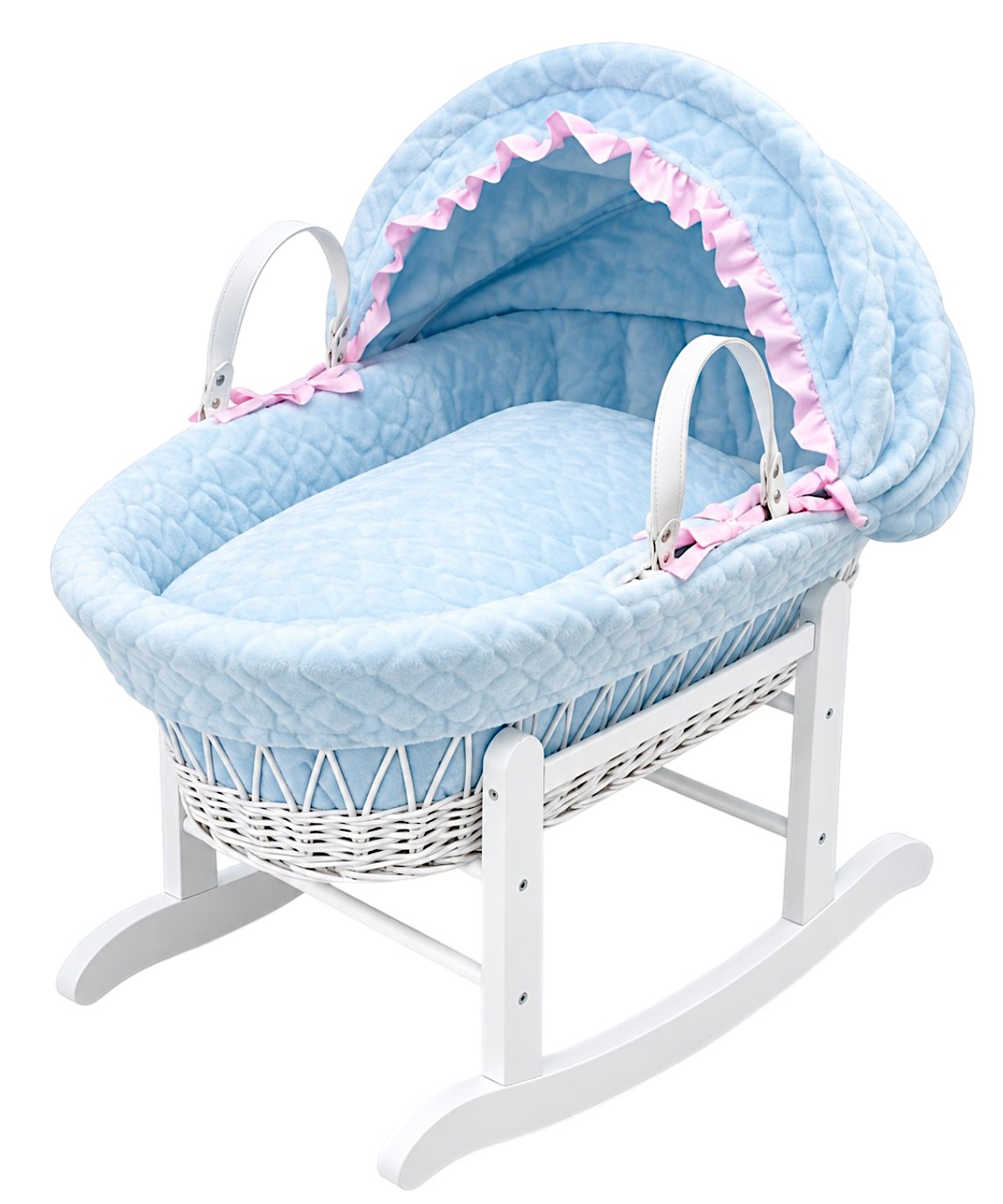 Luca & Mia - Tiny Haven Moses Basket With Rocking Stand - Blue