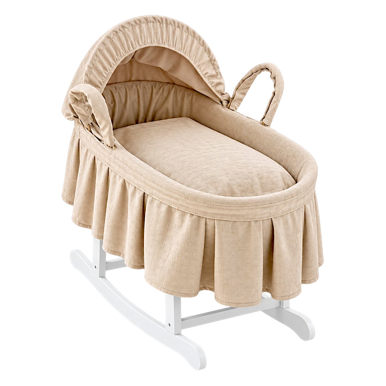 Luca & Mia - Padded Moses Basket With Rocking Stand - Beige