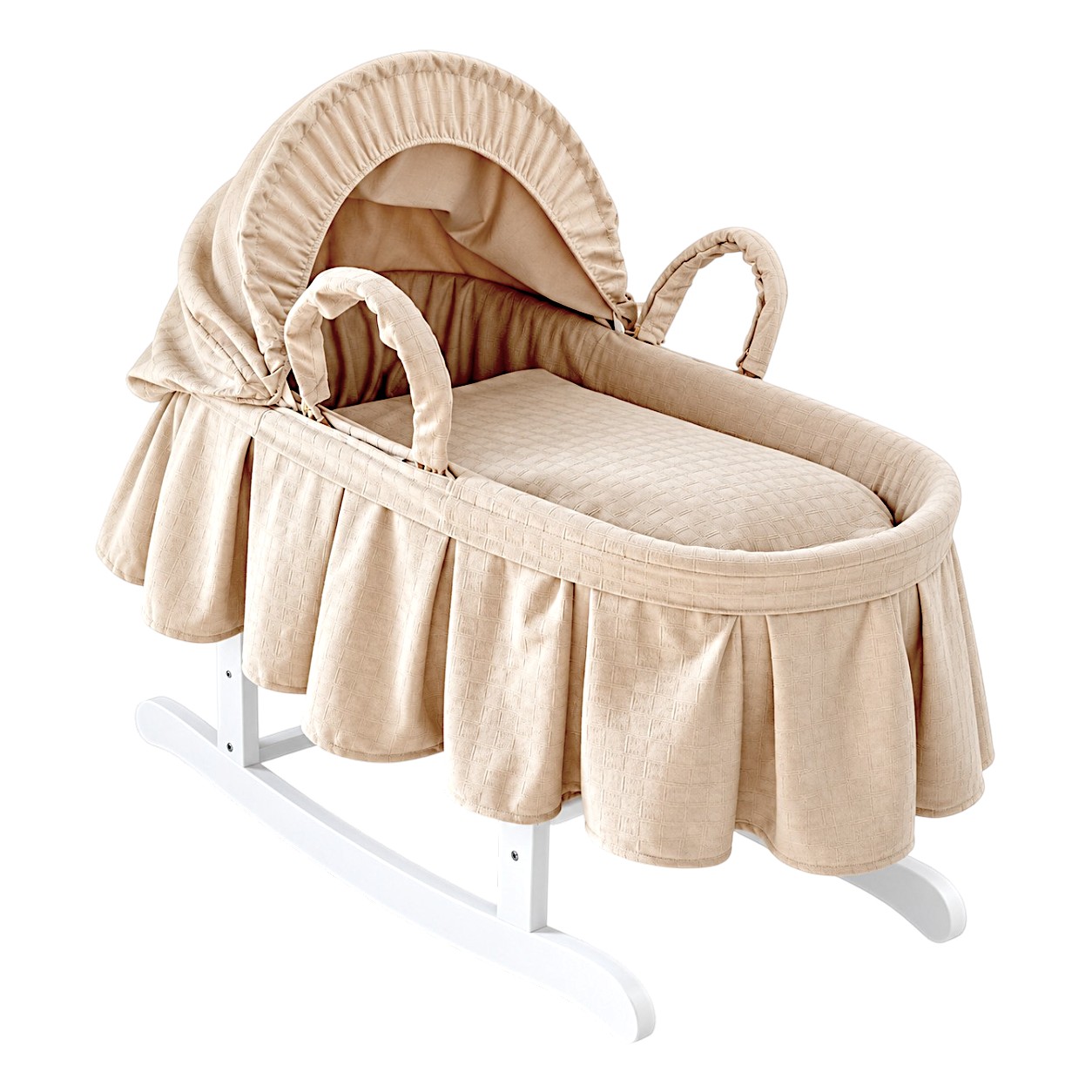 Luca & Mia - Padded Moses Basket With Rocking Stand - Beige