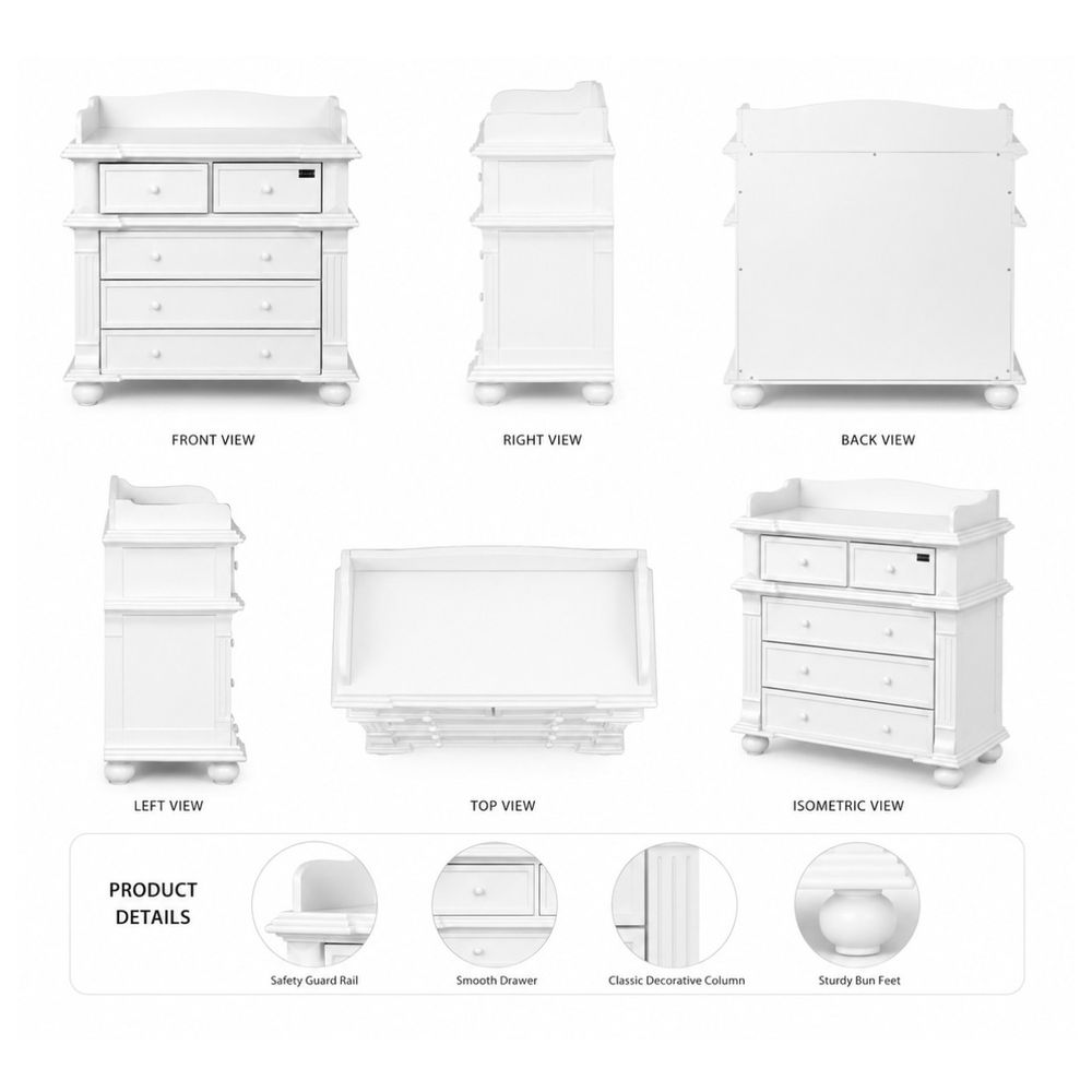 Kinder Valley - Tudor Rose Paris Chest Drawer - White