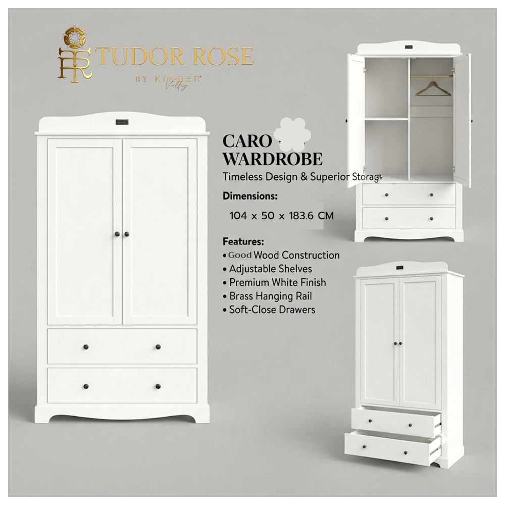 Kinder Valley - Tudor Rose Caro Wardrobe - White