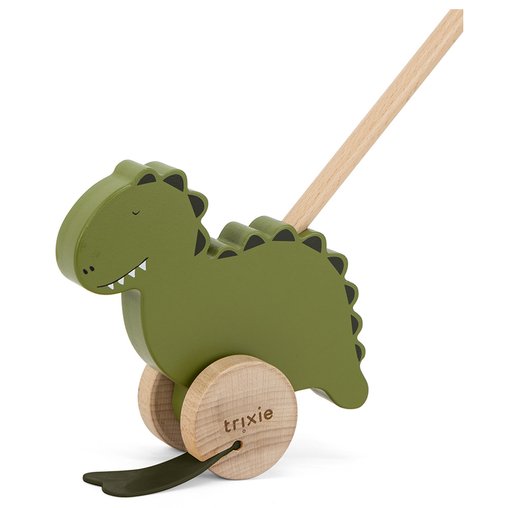 Trixie - Wooden Push Along Toy - Mr. Dino - Green