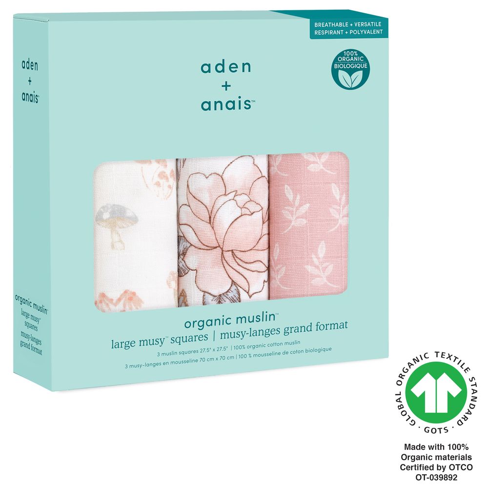 Aden + Anais - Organic Cotton Muslin Musy Squares - Earthly - 3 Pcs