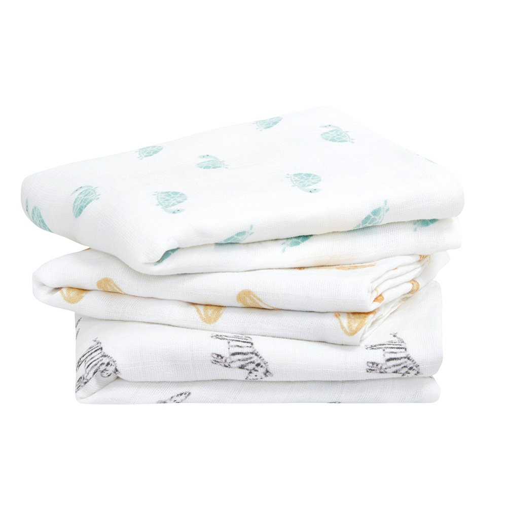 Aden + Anais - Organic Cotton Muslin Musy Squares - Animal Kingdom - 3 Pcs