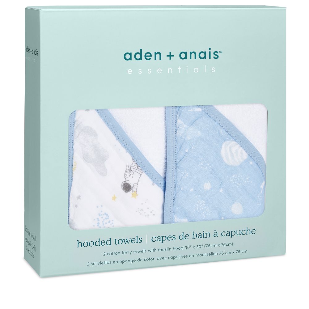 Aden + Anais - Essentials Hooded Towel - Space Explorers - 2 Pcs
