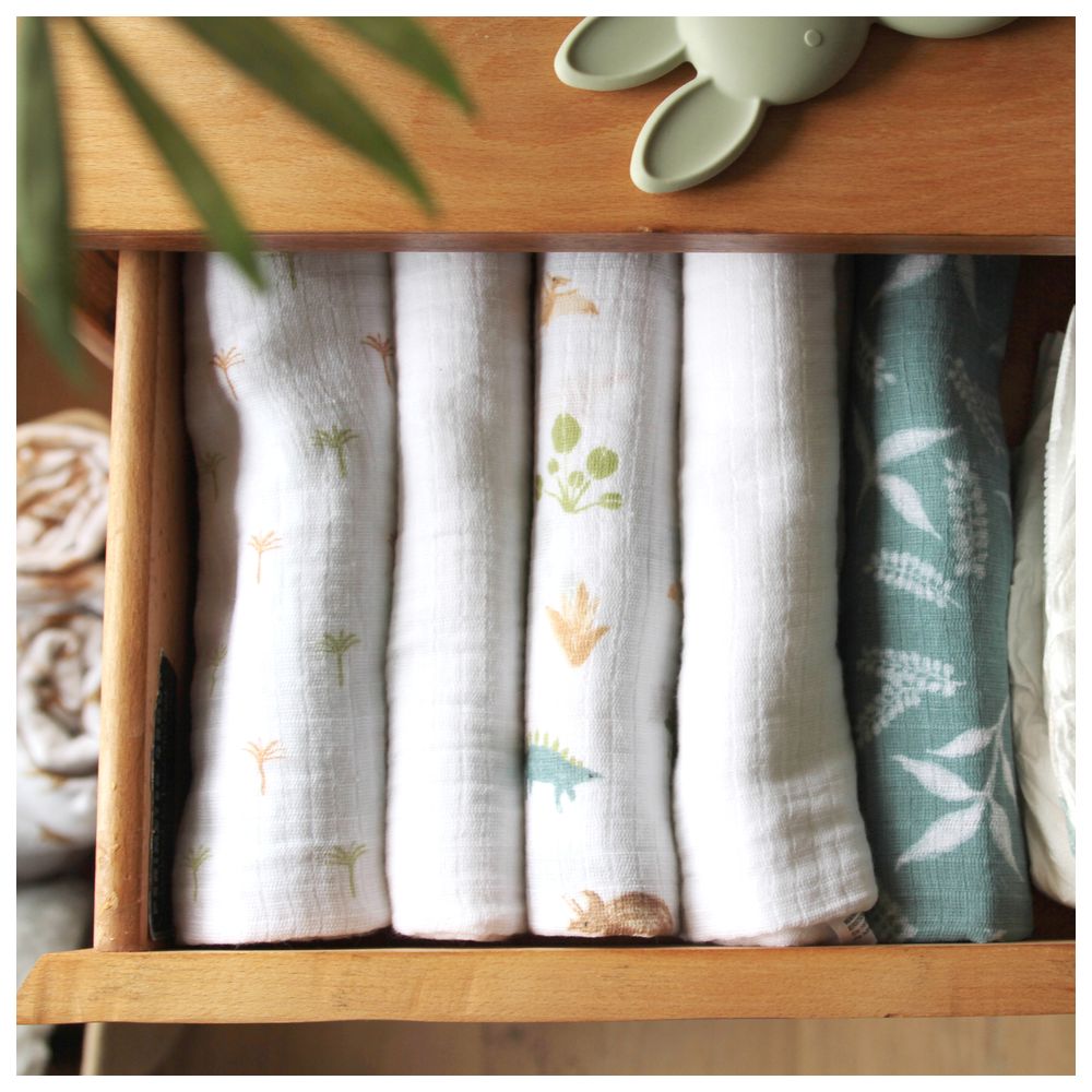 Aden + Anais - Essentials Cotton Muslin Squares - Dino Jungle - 5 Pcs