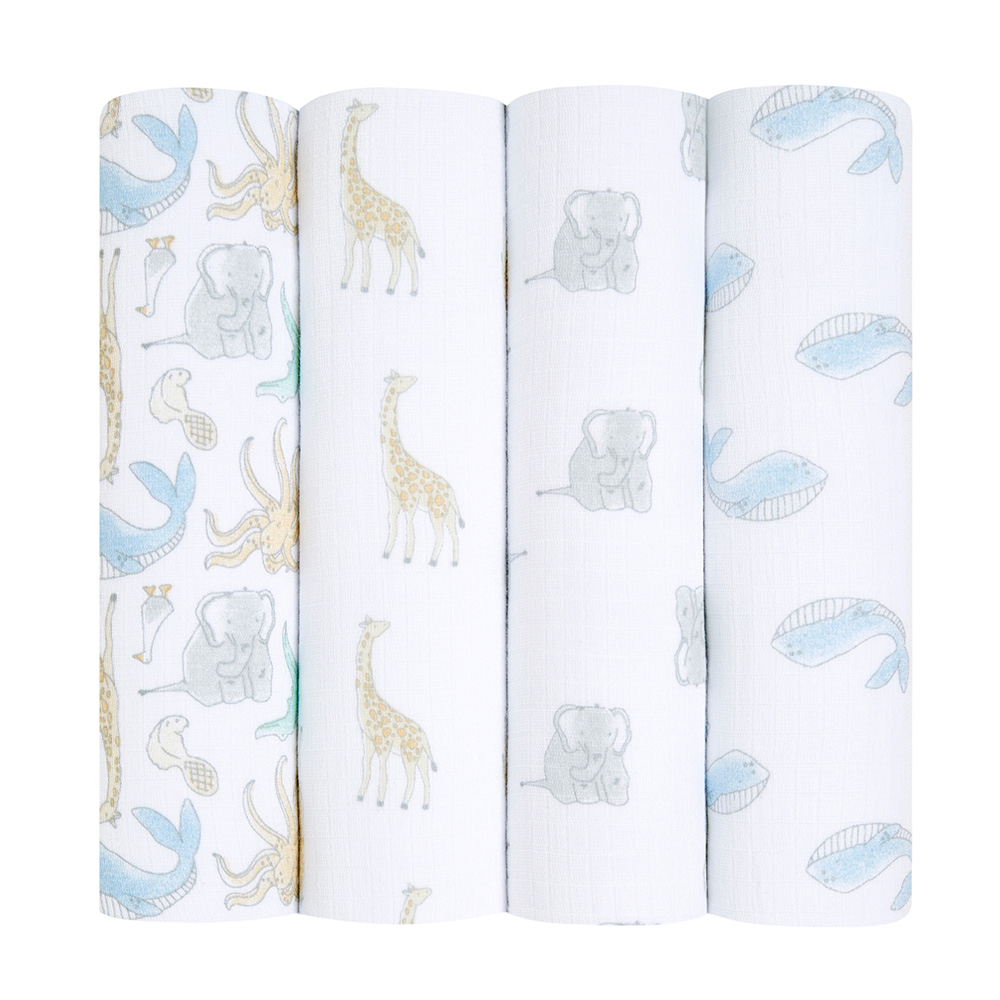 Aden + Anais - Essentials Muslin Swaddle Blanket - Natural History - 4 Pcs