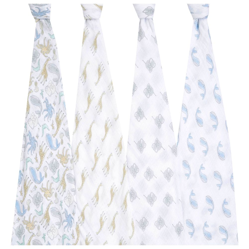 Aden + Anais - Essentials Muslin Swaddle Blanket - Natural History - 4 Pcs