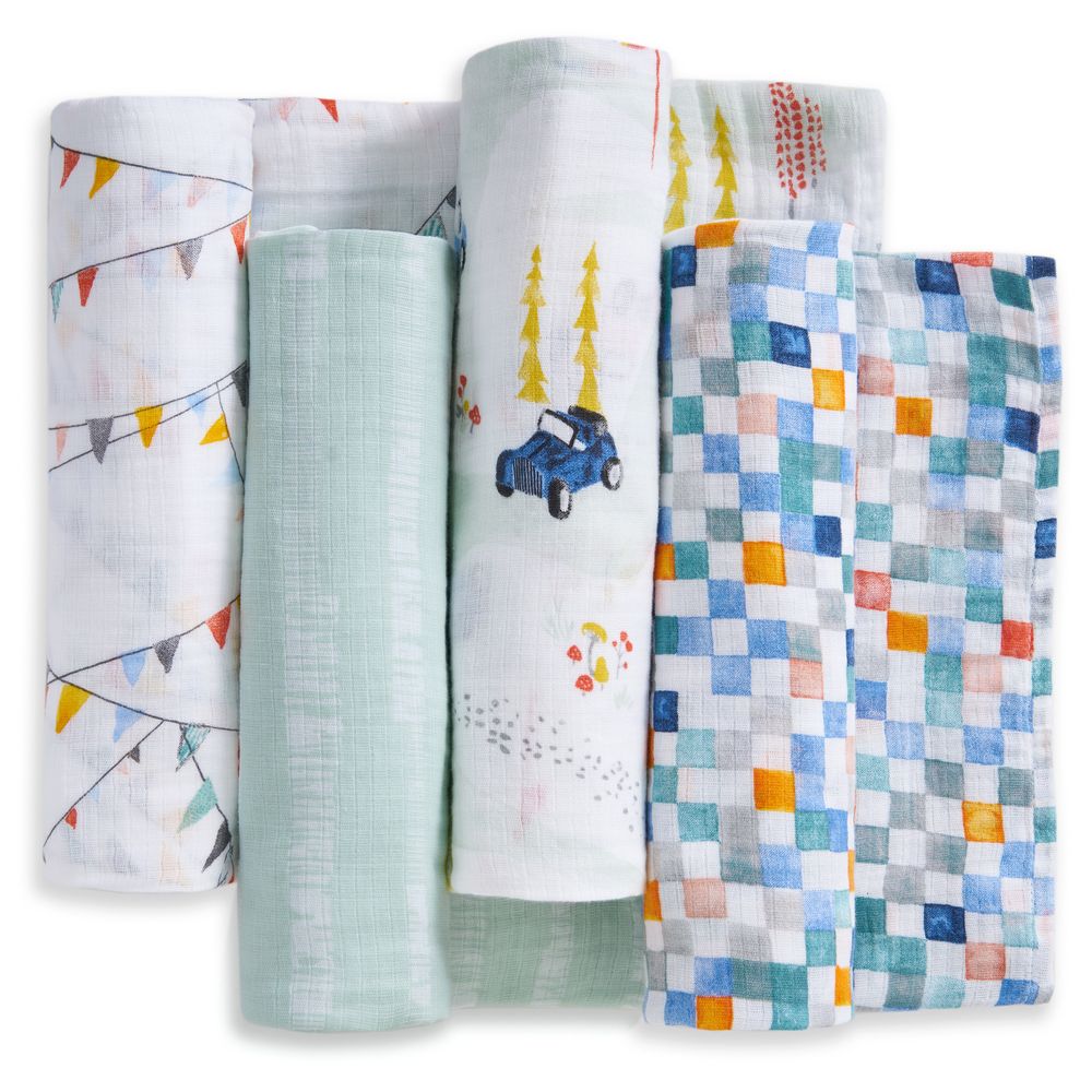 Aden + Anais - Essentials Cotton Muslin Swaddle Blanket - Cars