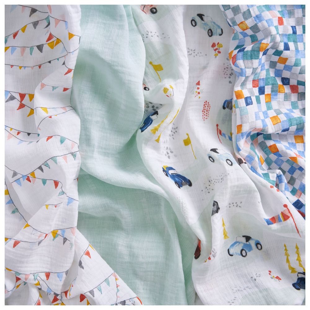 Aden + Anais - Essentials Cotton Muslin Swaddle Blanket - Cars