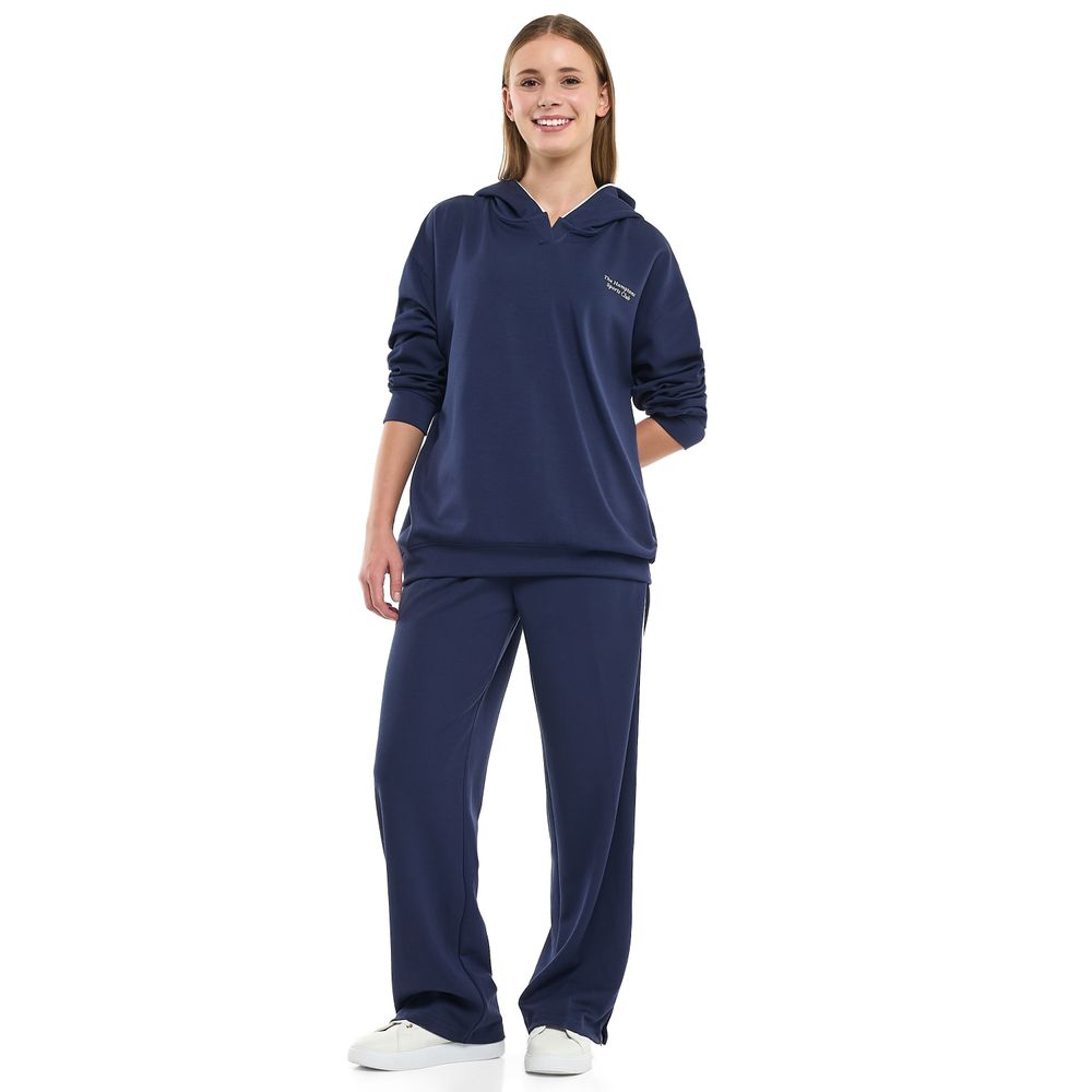 فيكتور آند جين - طقم نسائي كحلي هودي وبنطال واسع (S-XL)