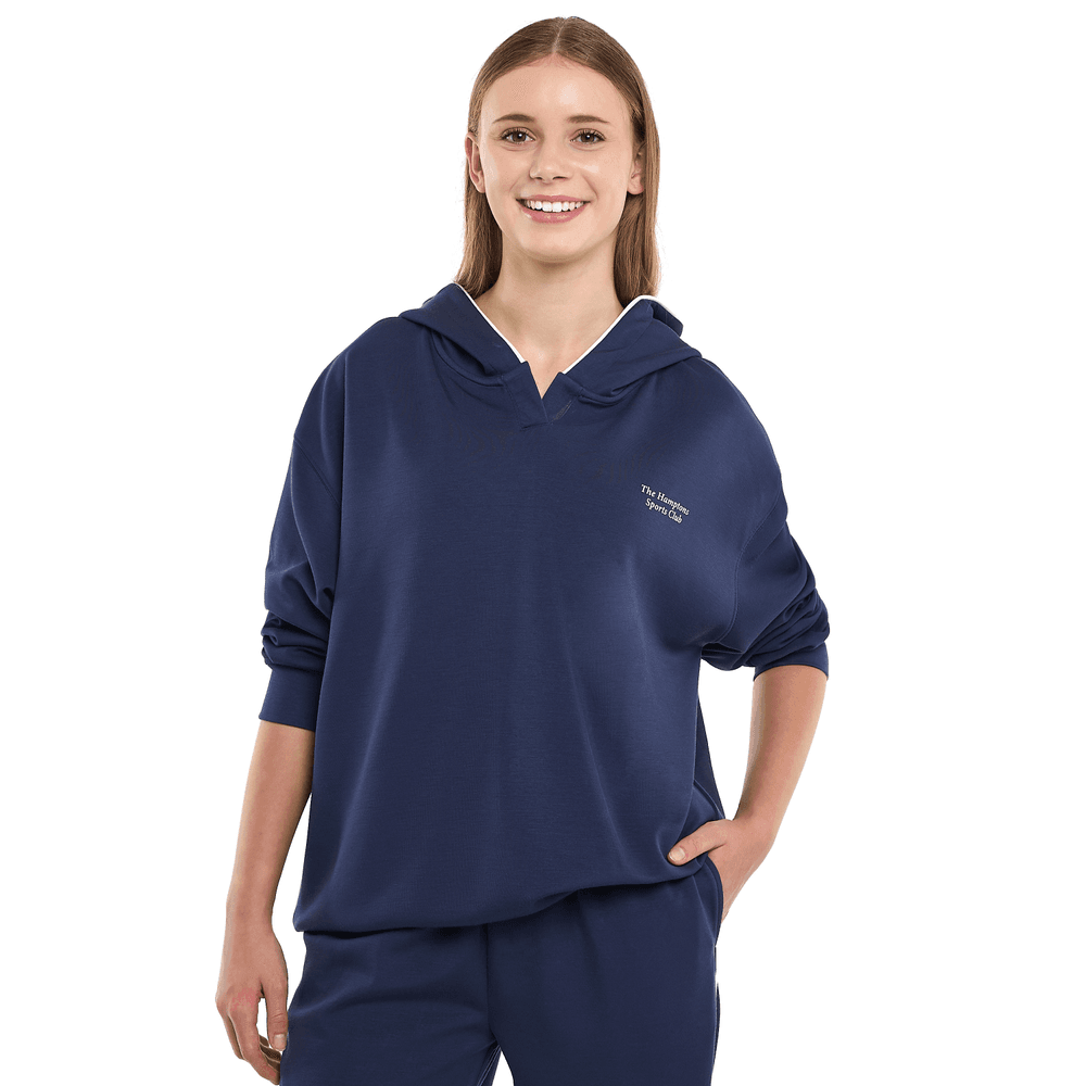 فيكتور آند جين - طقم نسائي كحلي هودي وبنطال واسع (S-XL)