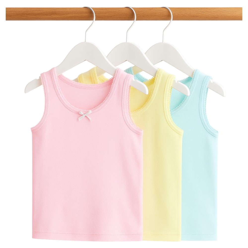 Victor and Jane Girls' Sleeveless Vests Pastel - 3 Pcs