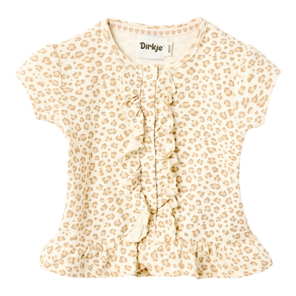 Dirkje Girl's Little Leopard Ruffle Top & Joggers Beige/Brown - 2 Pcs