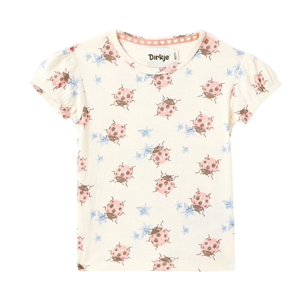 Dirkje Girl's Ladybug Flutter T-Shirt Leggings - White/Pink - 2 Pcs