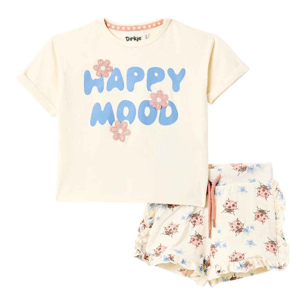 Dirkje Girl's Happy Mood Ladybug Top & Shorts - Pink/White - 2 Pcs