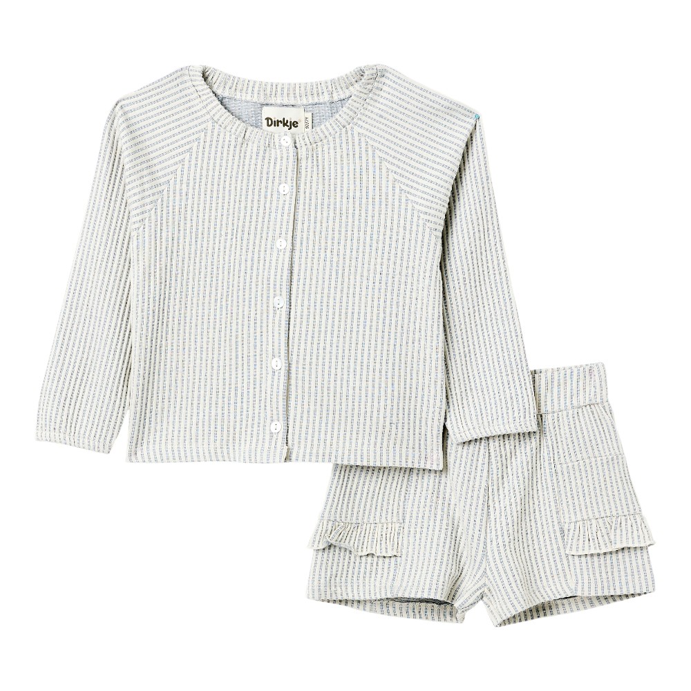 Dirkje Girl's Stripe Seersucker Top & Shorts - Blue - 2 Pcs
