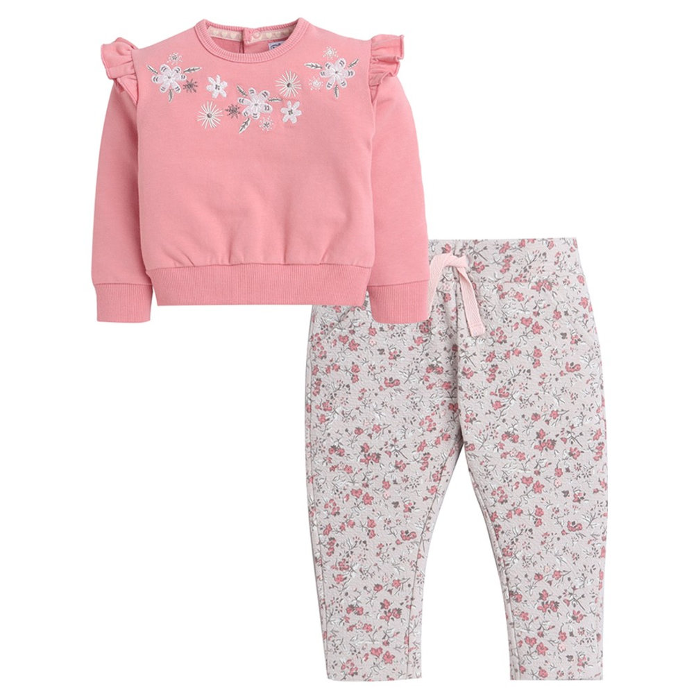 Dirkje - 2pc-Set - Girl's Floral Sweatshirt & Pants