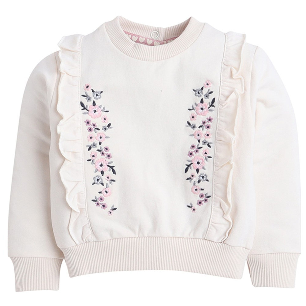 Dirkje - 3pc-Set - Girl's Ruffled Floral Sweatshirt, Joggers & Headband