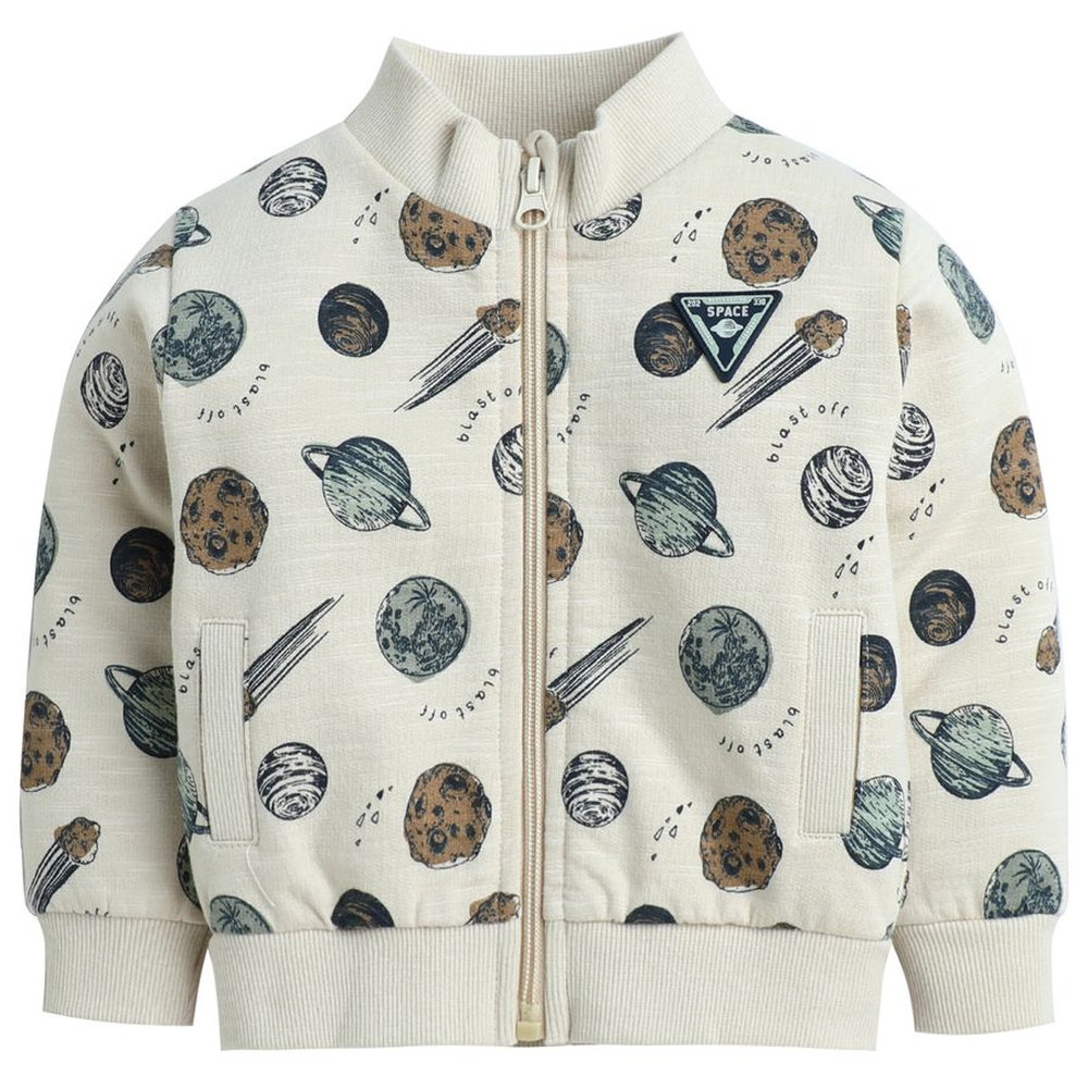 Dirkje - 2pc-Set - Infant Boy's Space Race Fleece Set - Cream/Navy