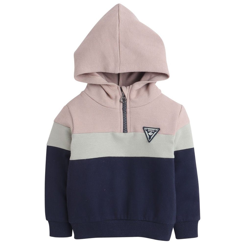 Dirkje Boy's Colorblock Fleece Tracksuit Beige/Navy - 2 Pcs