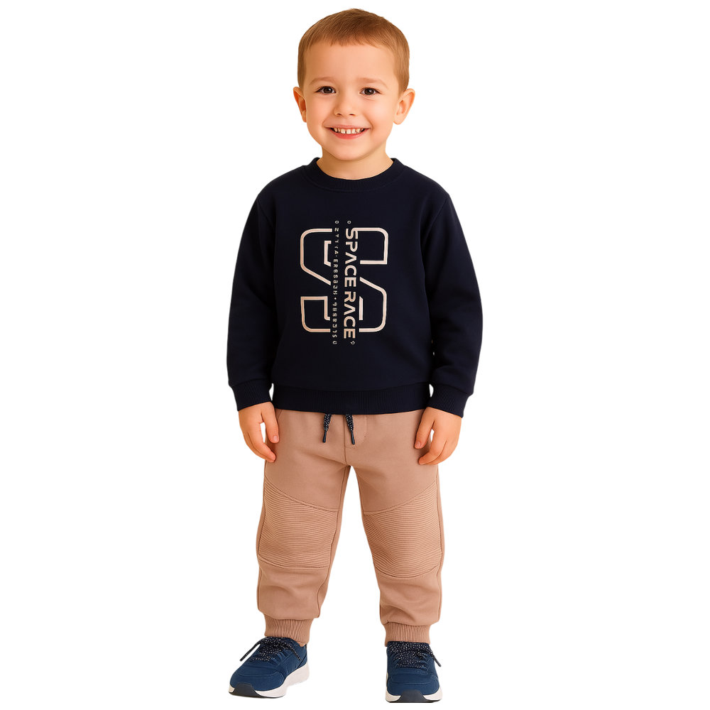Dirkje - 2pc-Set - Boy's Space Patch Tracksuit - Sand/Navy