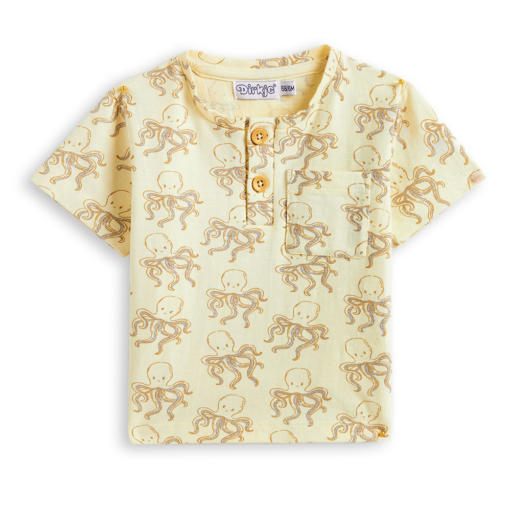 Dirkje Boy's Octopus Printed Shirt & Pants - Sand - 2 Pcs
