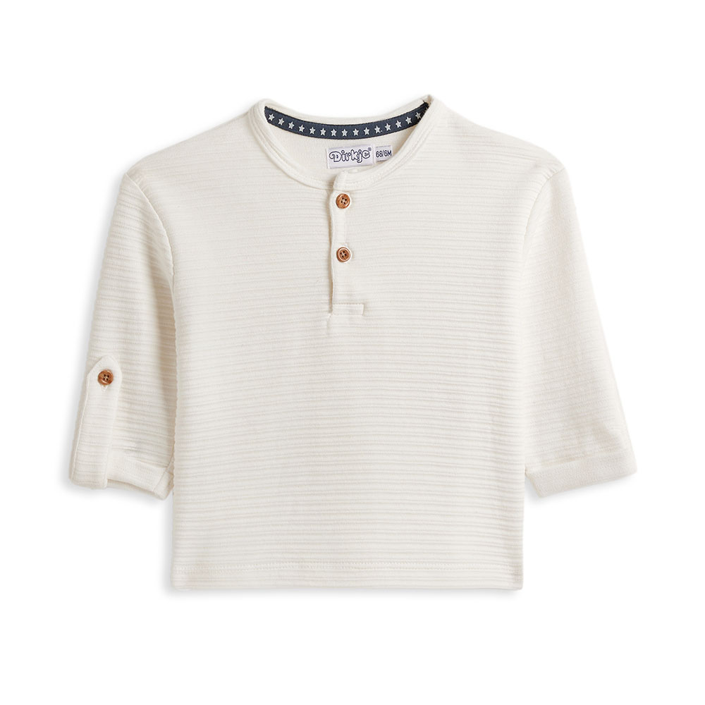 Dirkje - 2pc-Set - Boy's Chinese Collar Shirt And Trousers - White/Navy
