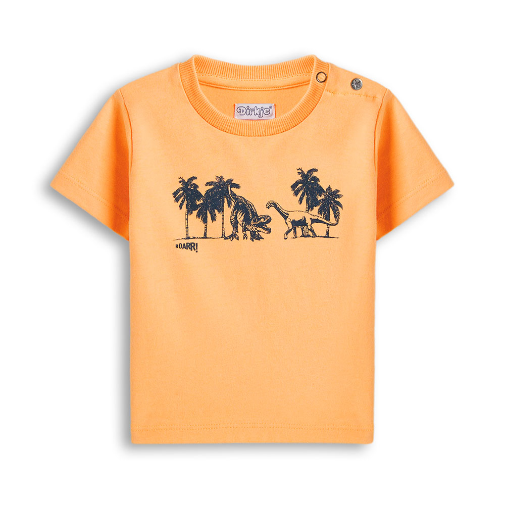 Dirkje - 2pc-Set - Boy's T-Shirt And Shorts - Orange/Navy