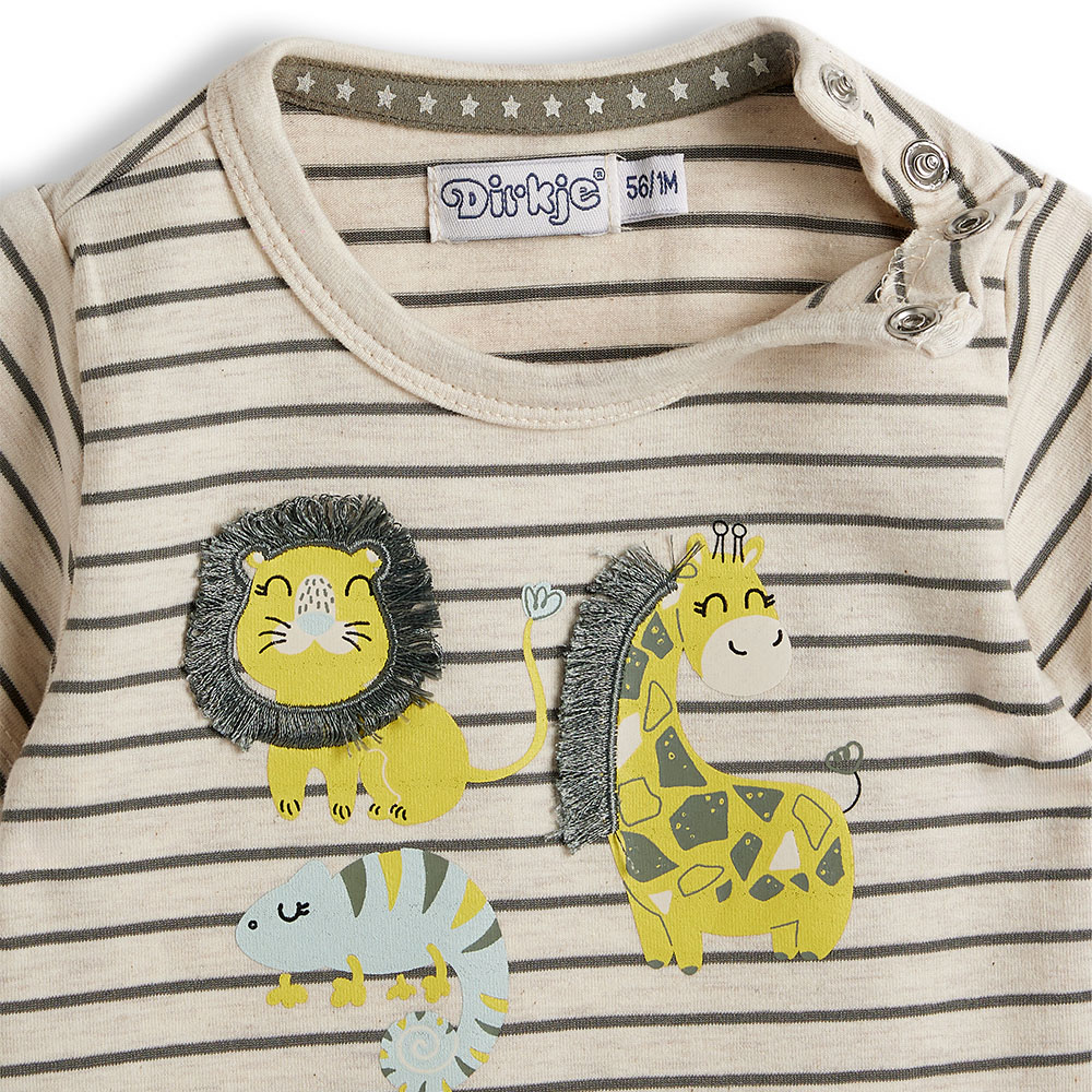 Dirkje Boy's Babysuit Animal - Beige