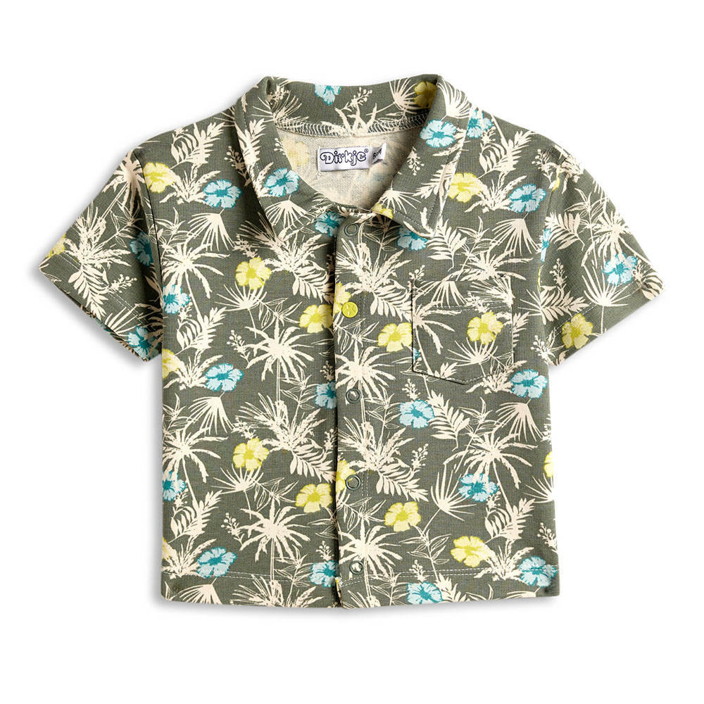 Dirkje Boy's Printed T-Shirt and Cargo Shorts - Grey - 2 Pcs