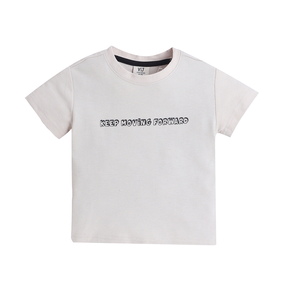 Victor and Jane Boy's Keep Moving Forward Cotton T-Shirt - Beige
