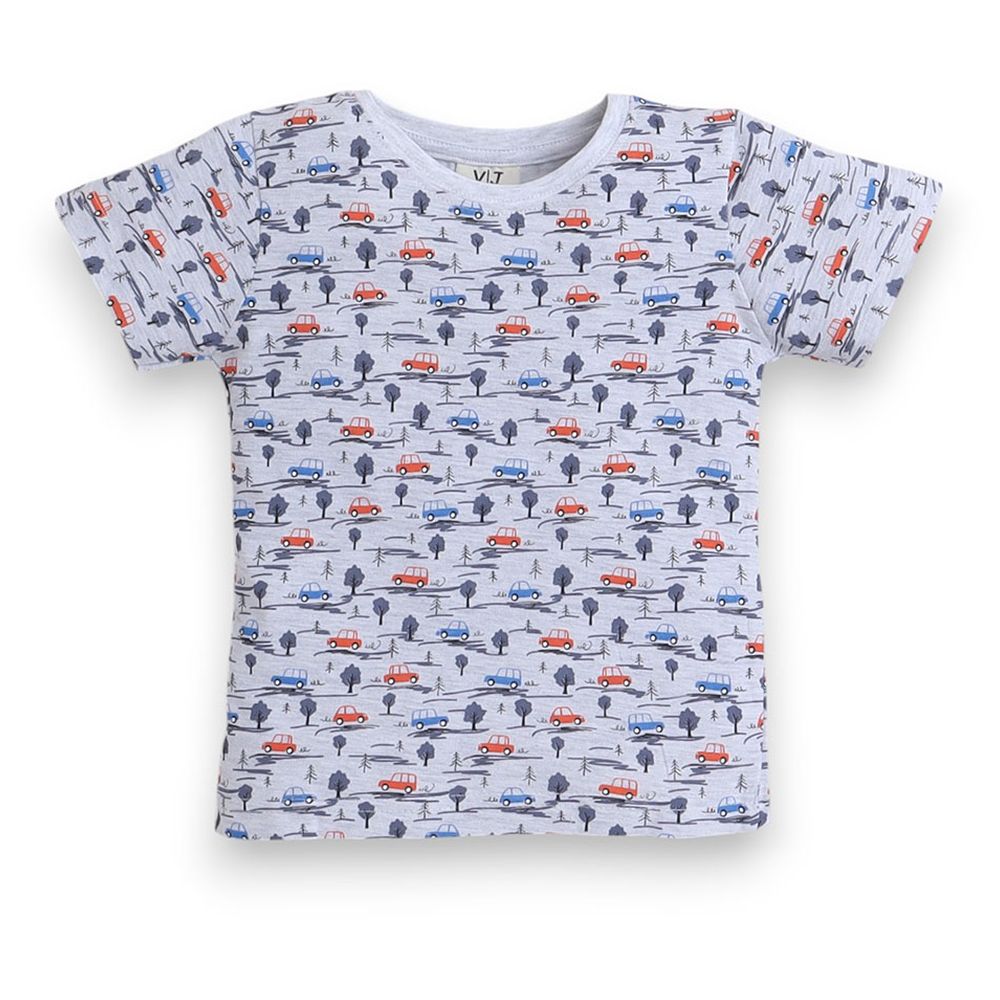 Victor and Jane Boy's Printed T-Shirt and Long Pants - All-Over Print - Grey - 2 Pcs