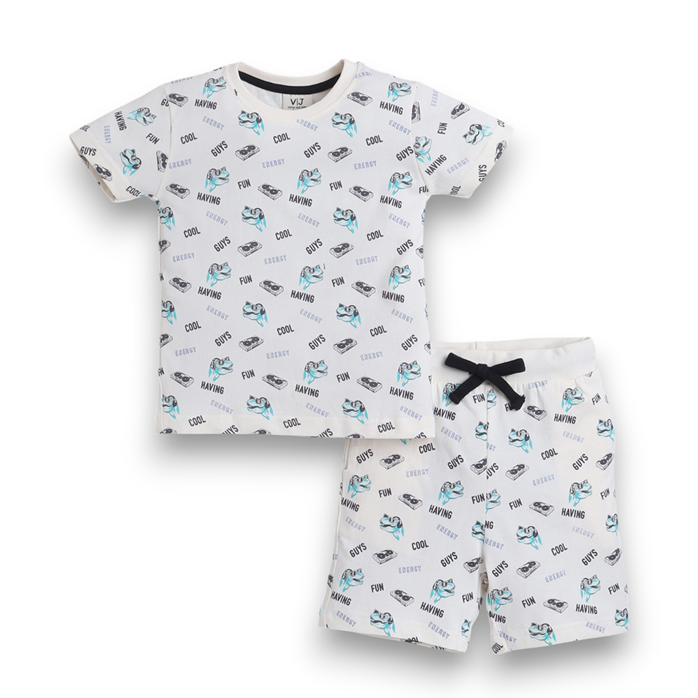 Victor and Jane Boy's Dino Printed T-Shirt and Shorts - 2 Pcs