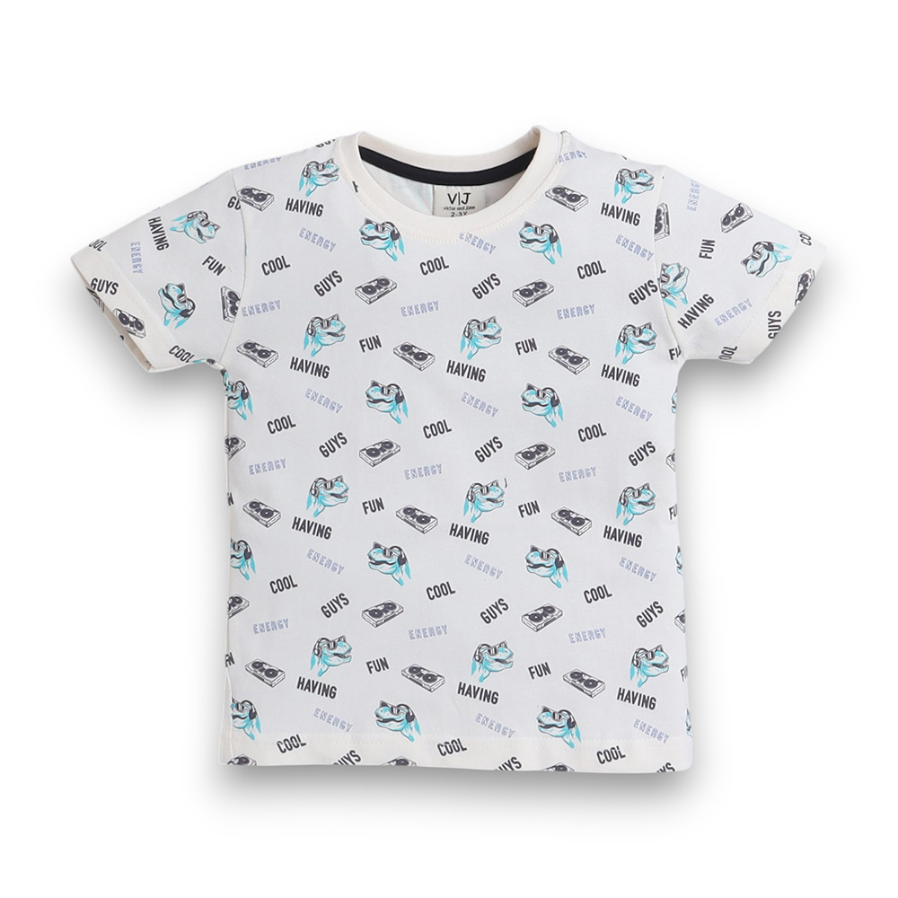 Victor and Jane Boy's Dino Printed T-Shirt and Shorts - 2 Pcs