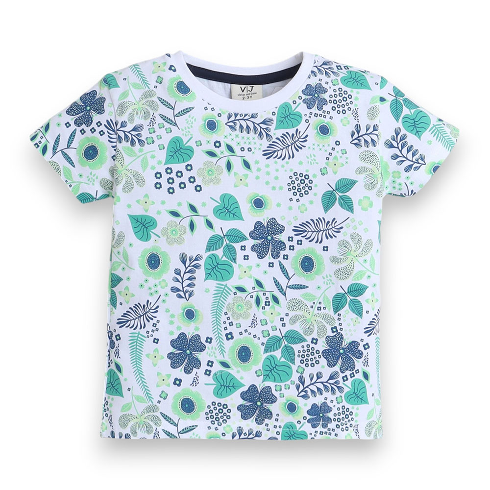 Victor and Jane Girl's All Over Printed T-Shirt and Shorts Forest - 2 Pcs