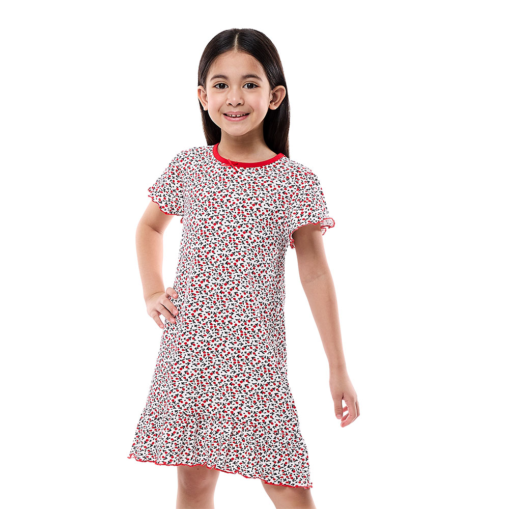 Victor and Jane Soft and Cozy Girls Sleep Dress - Red