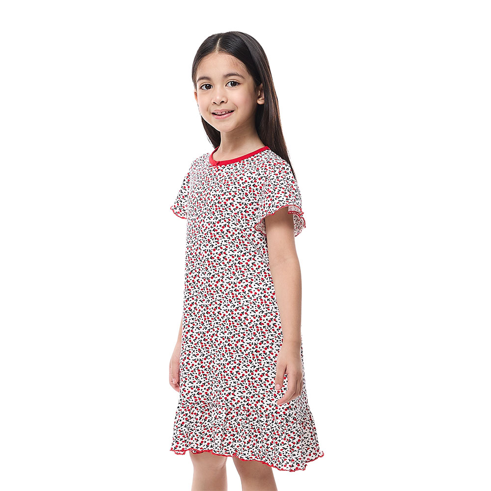 Victor and Jane Soft and Cozy Girls Sleep Dress - Red