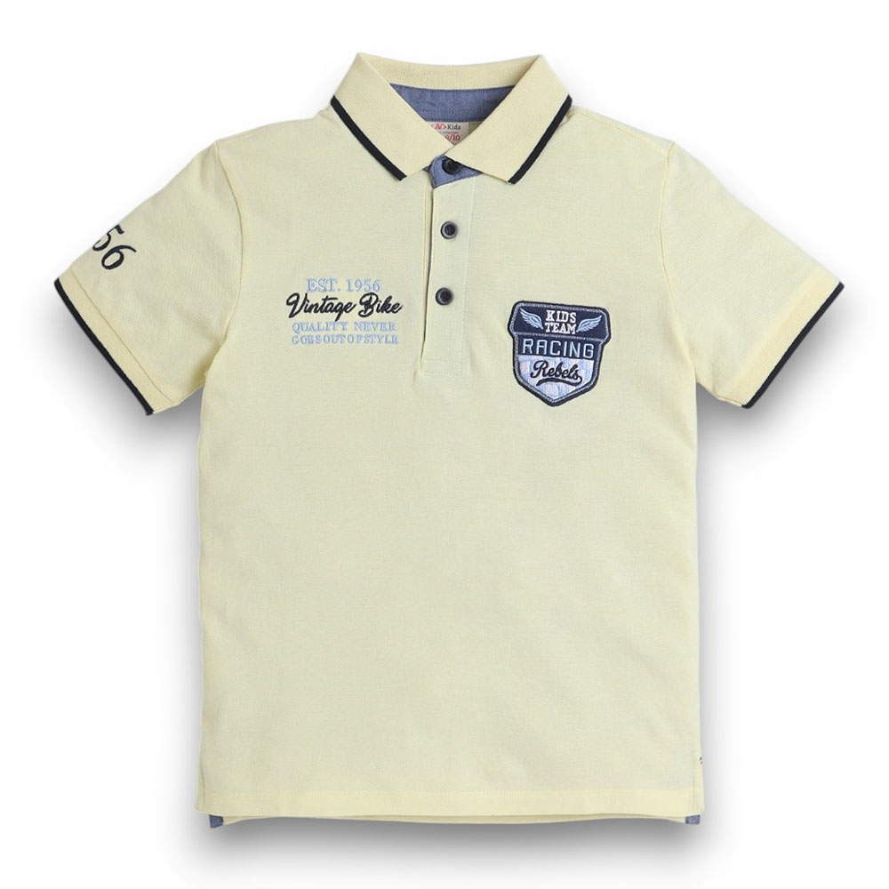 Victor and Jane Junior Boys Polo T-Shirt with Embroidered Label - Yellow
